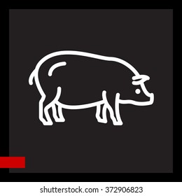 Web line icon. Pig, livestock