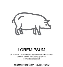 Web line icon. Pig, livestock