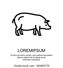 Web line icon. Pig, livestock