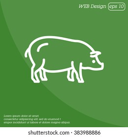 Web line icon. Pig, livestock