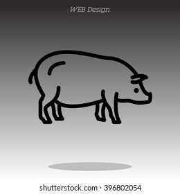 Web line icon. Pig, livestock