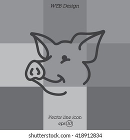 Web line icon. Pig, livestock