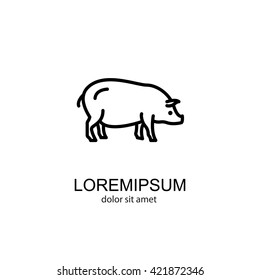 Web line icon. Pig, livestock