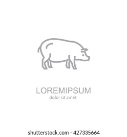 Web line icon. Pig, livestock