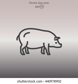 Web line icon. Pig, livestock
