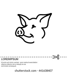 Web line icon. Pig, livestock