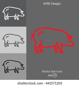 Web line icon. Pig, livestock