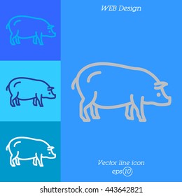 Web line icon. Pig, livestock