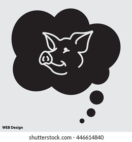 Web line icon. Pig, livestock