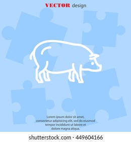 Web line icon. Pig, livestock