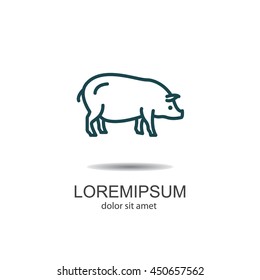 Web line icon. Pig, livestock