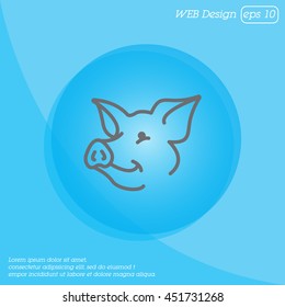 Web line icon. Pig, livestock