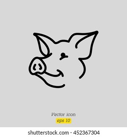 Web line icon. Pig, livestock