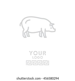 Web line icon. Pig, livestock