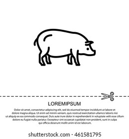 Web line icon. Pig, livestock