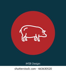 Web line icon. Pig, livestock