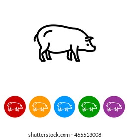 Web line icon. Pig, livestock