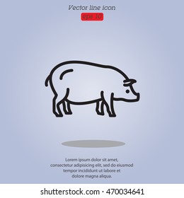 Web line icon. Pig, livestock