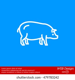 Web line icon. Pig, livestock