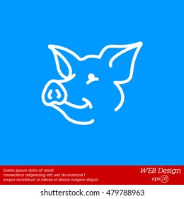 Web line icon. Pig, livestock