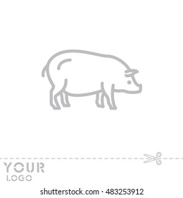 Web line icon. Pig, livestock