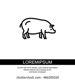 Web line icon. Pig, livestock