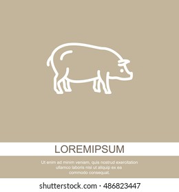 Web line icon. Pig, livestock