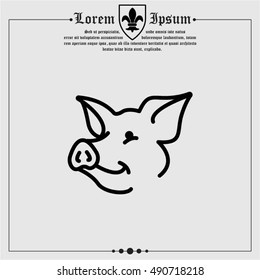 Web line icon. Pig, livestock