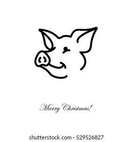 Web line icon. Pig, livestock