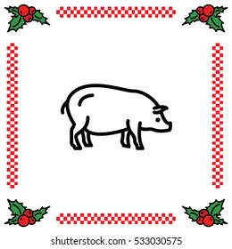 Web line icon. Pig, livestock