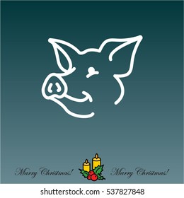 Web line icon. Pig, livestock