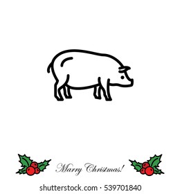 Web line icon. Pig, livestock