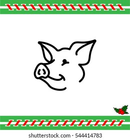 Web line icon. Pig, livestock