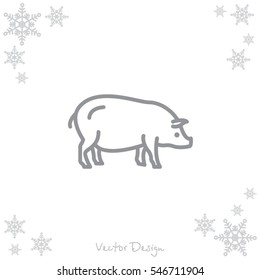 Web line icon. Pig, livestock