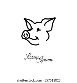 Web line icon. Pig, livestock