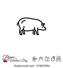 Web line icon. Pig, livestock