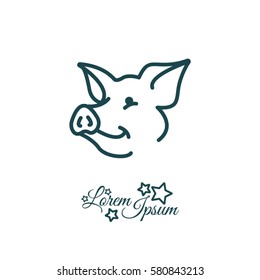 Web line icon. Pig, livestock