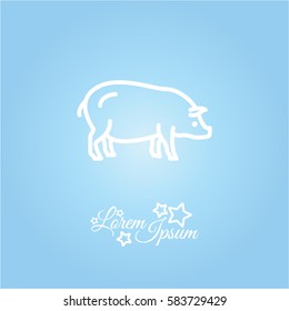 Web line icon. Pig, livestock