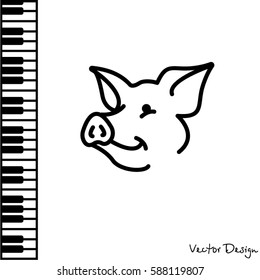 Web line icon. Pig, livestock