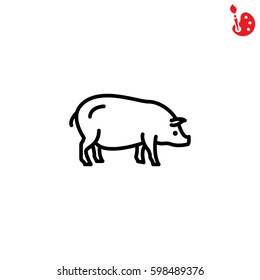 Web line icon. Pig, livestock