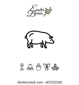 Web line icon. Pig, livestock