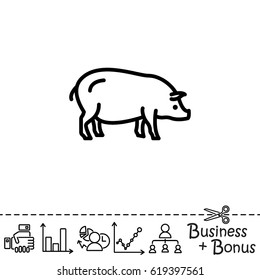 Web line icon. Pig, livestock