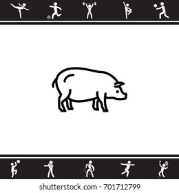 Web line icon. Pig, livestock