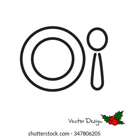 Web line icon. Plate and spoon; children's dishes