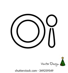Web line icon. Plate and spoon; children's dishes
