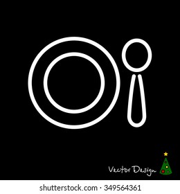 Web line icon. Plate and spoon; children's dishes