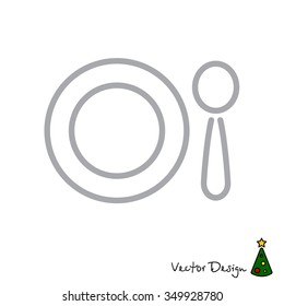 Web line icon. Plate and spoon; children's dishes