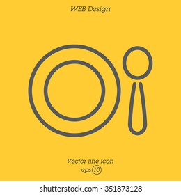 Web line icon. Plate and spoon; children's dishes