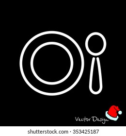 Web line icon. Plate and spoon; children's dishes