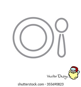 Web line icon. Plate and spoon; children's dishes